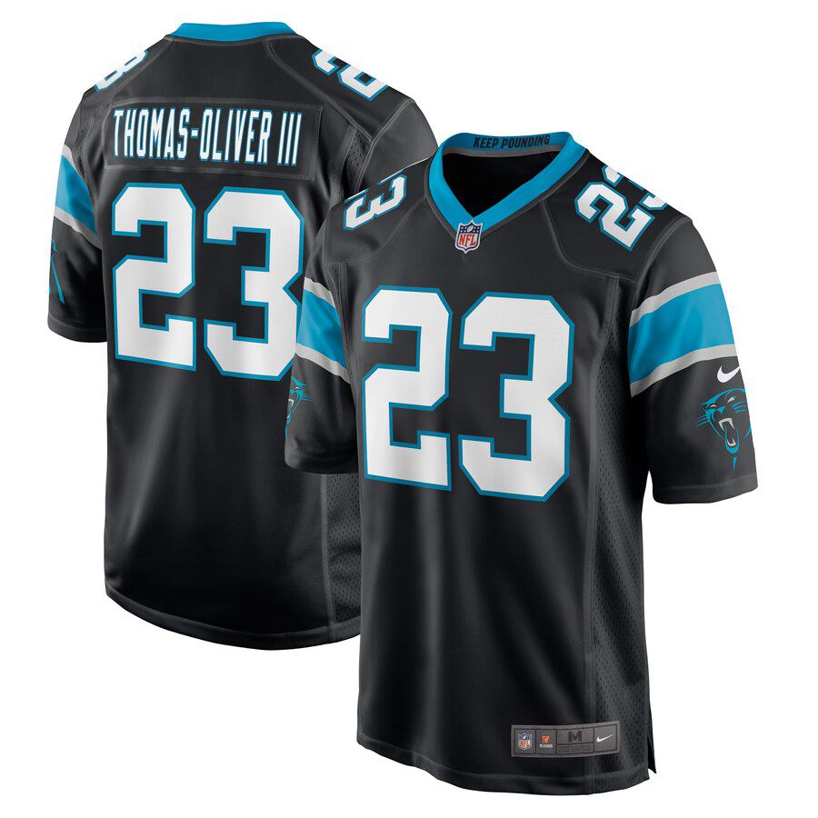 Men Carolina Panthers #23 Stantley Thomas-Oliver III Nike Black Game Player NFL Jersey